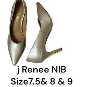 J.Renee Phoebi,women shoes,NEW, pumps,Patente Gold accent,glam,shine,event,prom